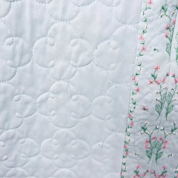 Vtg Sears Pastel Mint Green Quilted Embroidered Long Robe Zipper Pockets READ - Picture 6 of 10